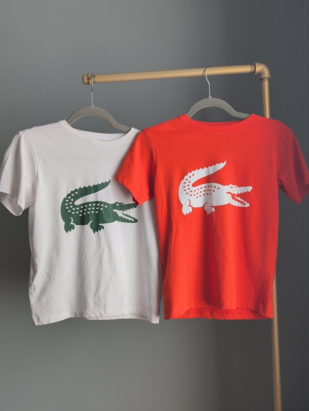 2 Lacoste Kids Size 12 Short Sleeve Croc Tee in White & Orange